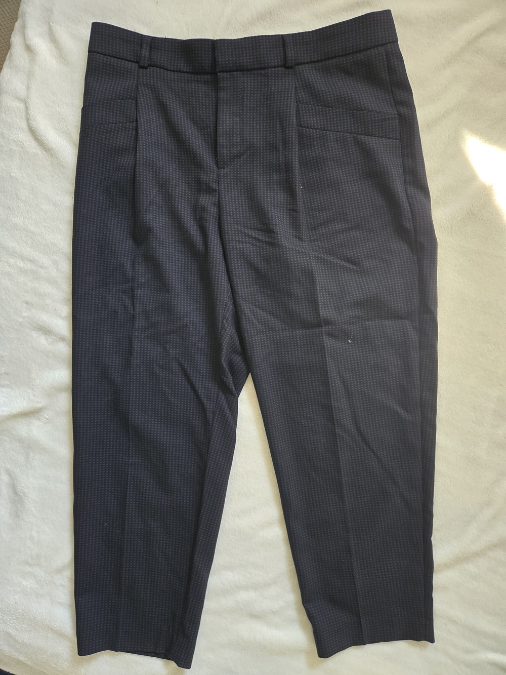 Banana Republic Navy Micro-Check Cropped Trousers